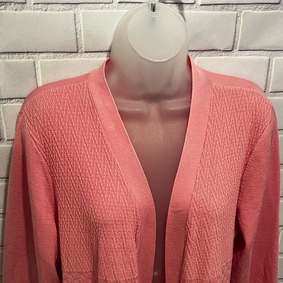 KAREN SCOTT women Pink Textured Open Cardigan/size XL - Picture 4 of 9